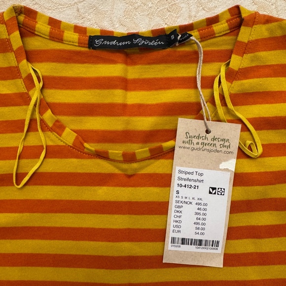 NWT Gudrun Sjödén Organic Cotton Essential Striped Top – Size S - Picture 2 of 4